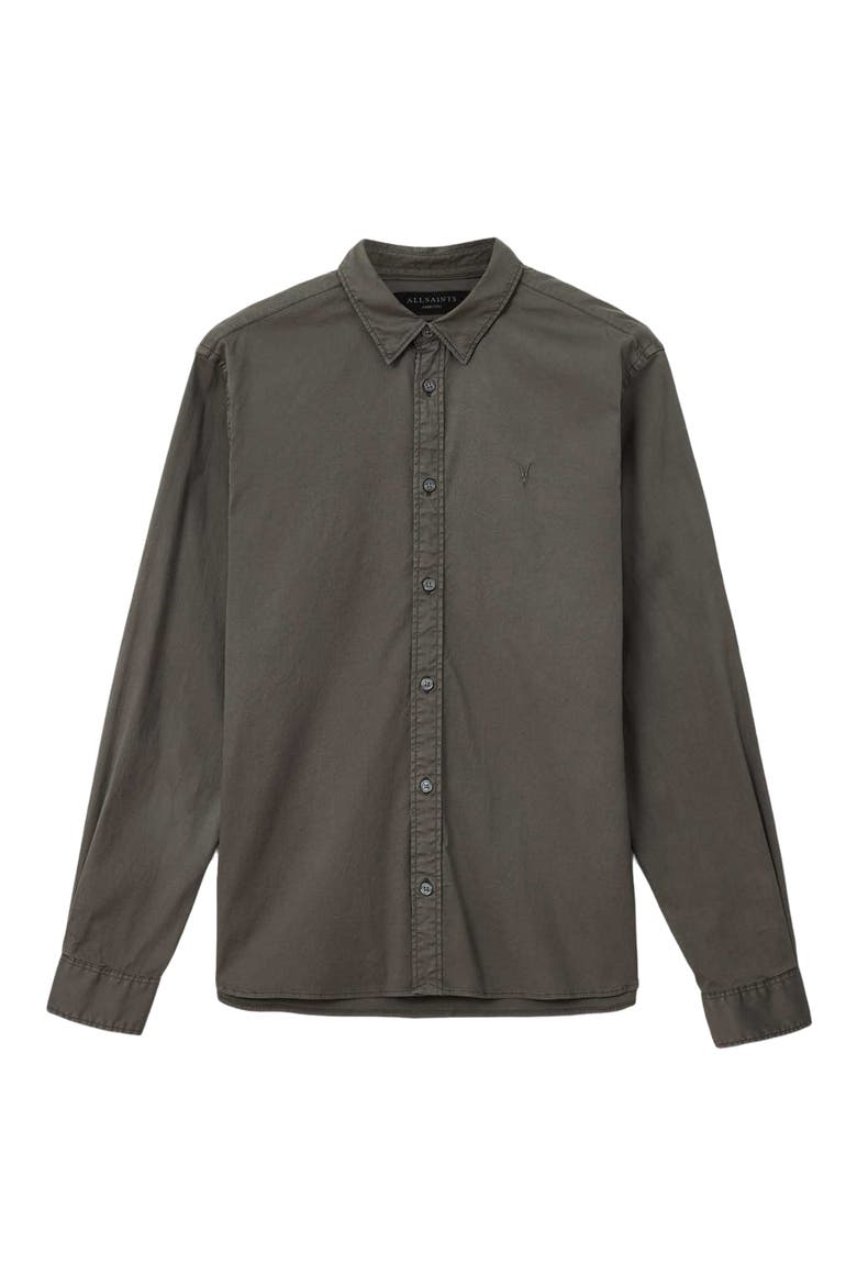Hawthorne Solid Stretch Cotton Button-Up Shirt, Alternate, color, DEEP SAGE GREEN