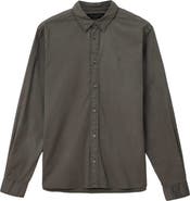AllSaints Hawthorne Solid Stretch Cotton Button-Up Shirt