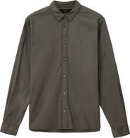 AllSaints Hawthorne Solid Stretch Cotton Button-Up Shirt