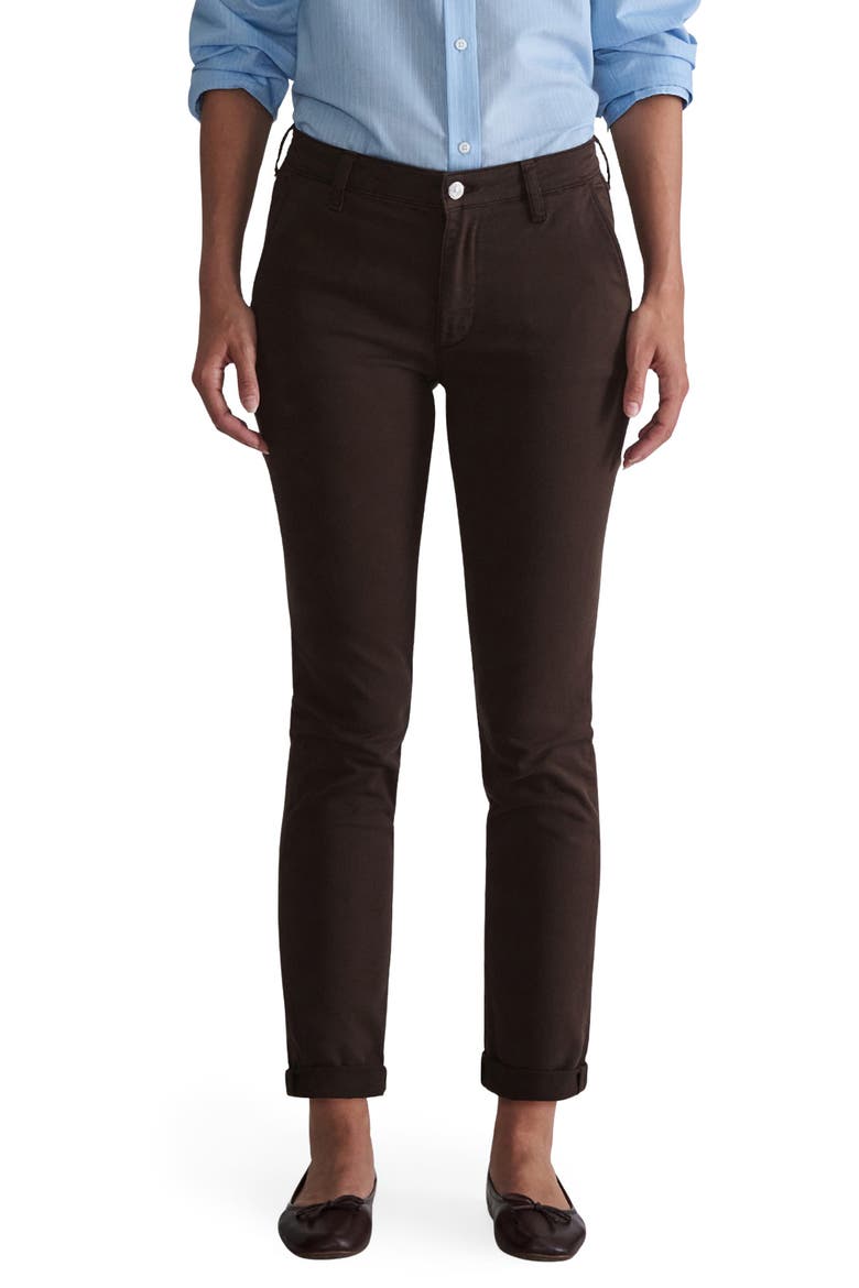 Kathleen Mid Rise Slim Stretch Twill Chino Pants, Main, color, CHESTNUT TWILL