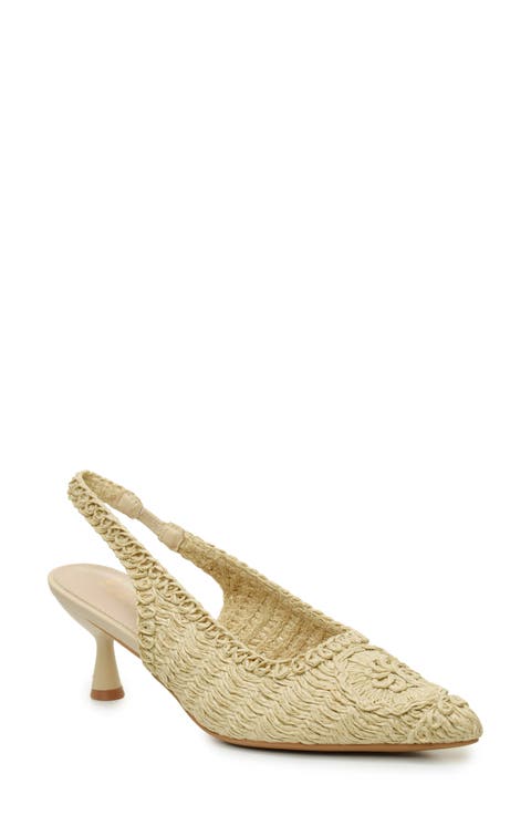 Woven Raffia Slingback Pump (Women)