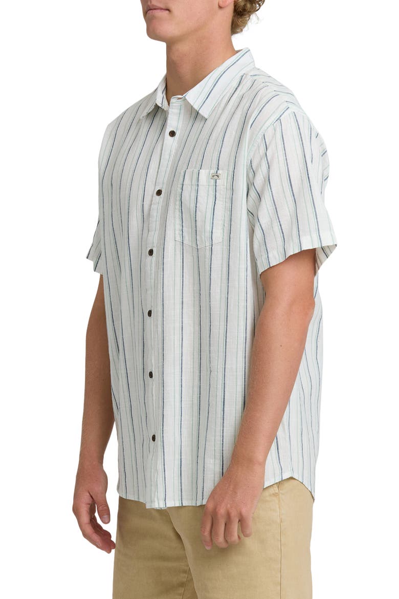 All Day Stripe Short Sleeve Button-Up Shirt, Alternate, color, CREAM