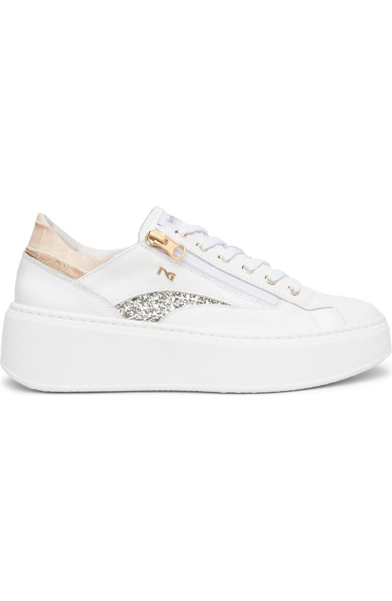 NeroGiardini Side Zip Platform Sneaker, Alternate, color, White Multi