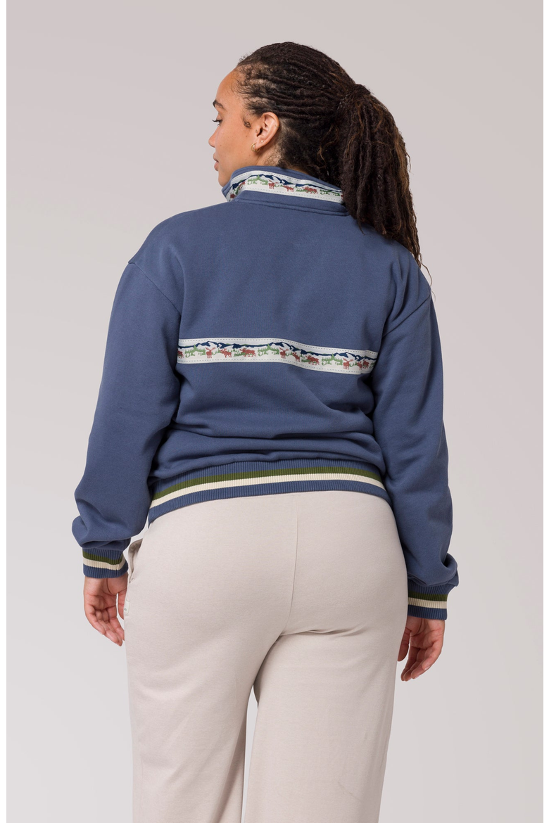 Acadia Moose Quarter Zip Fleece, Alternate, color, Blue Fog