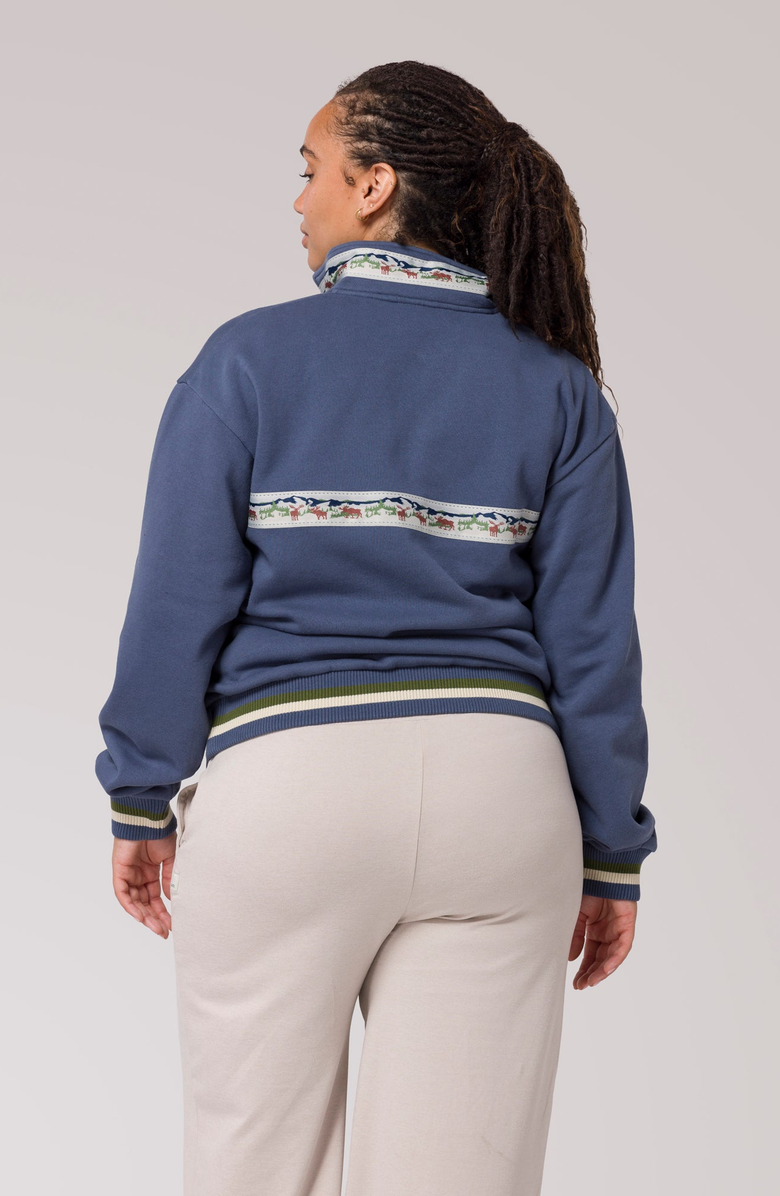 Parks Project Acadia Moose Quarter Zip Fleece, Alternate, color, Blue Fog