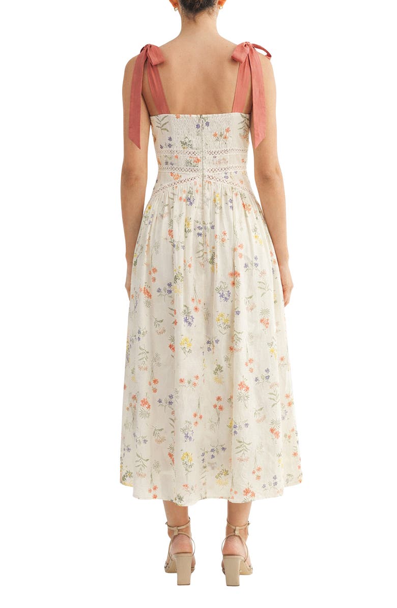 Arose Studio Selah Tie Strap Midi Dress, Alternate, color, Multi Floral
