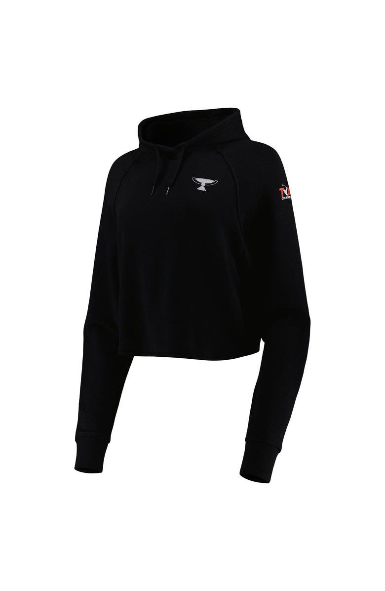 tasc Performance Women's tasc Performance Black TOUR Championship Varsity Cropped Raglan Pullover Hoodie, Alternate, color, Black