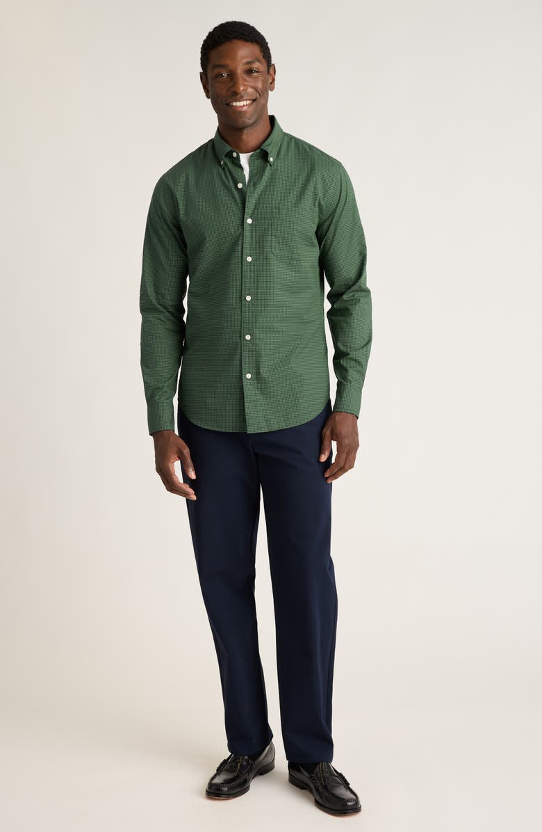 Bonobos Everyday Slim Fit Microcheck Stretch Cotton Button-Down Shirt, Alternate, color, Fren Check Green
