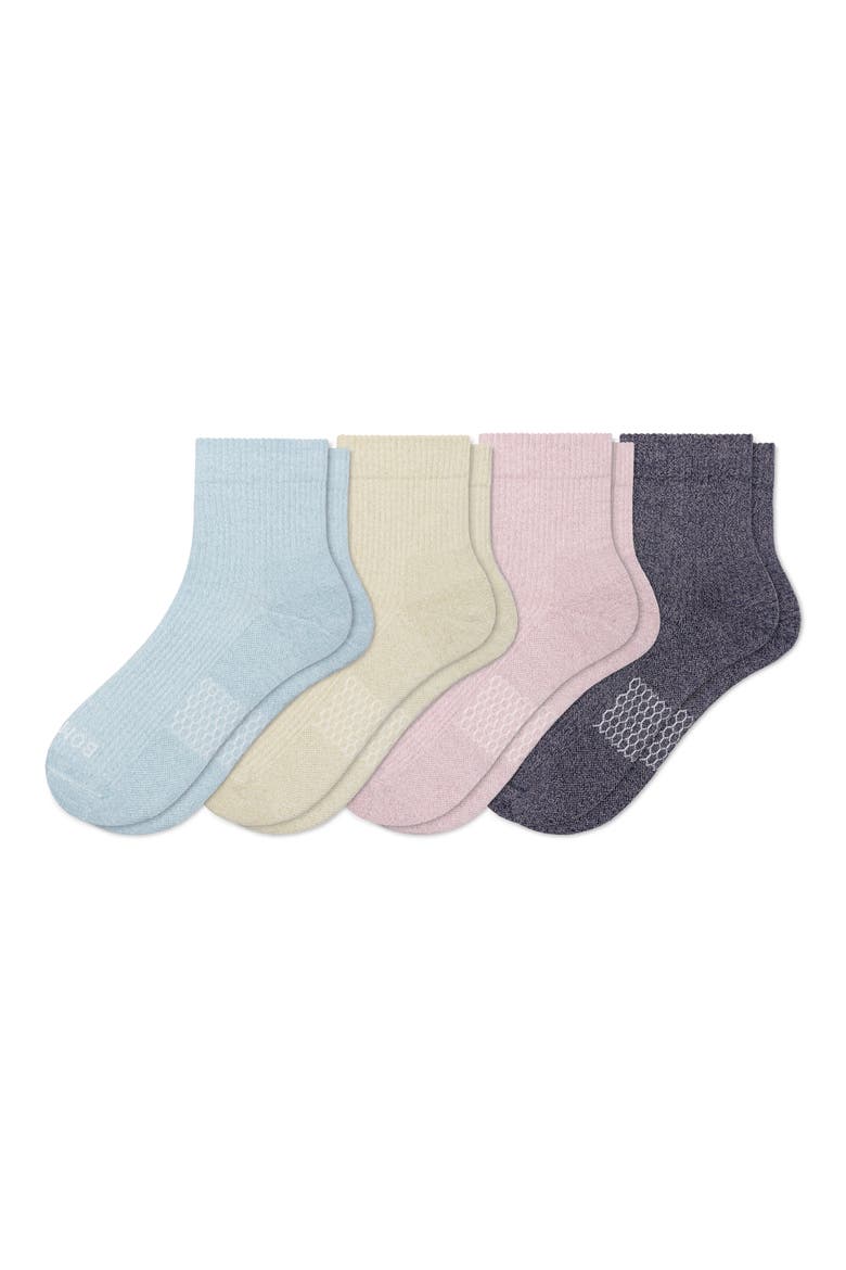 Modern Rib 4-Pack Assorted Quarter Socks, Main, color, WILLOW SAND MIX