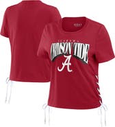 WEAR by Erin Andrews Women's WEAR by Erin Andrews Crimson Alabama Crimson Tide Side Lace-Up Modest Crop T-Shirt