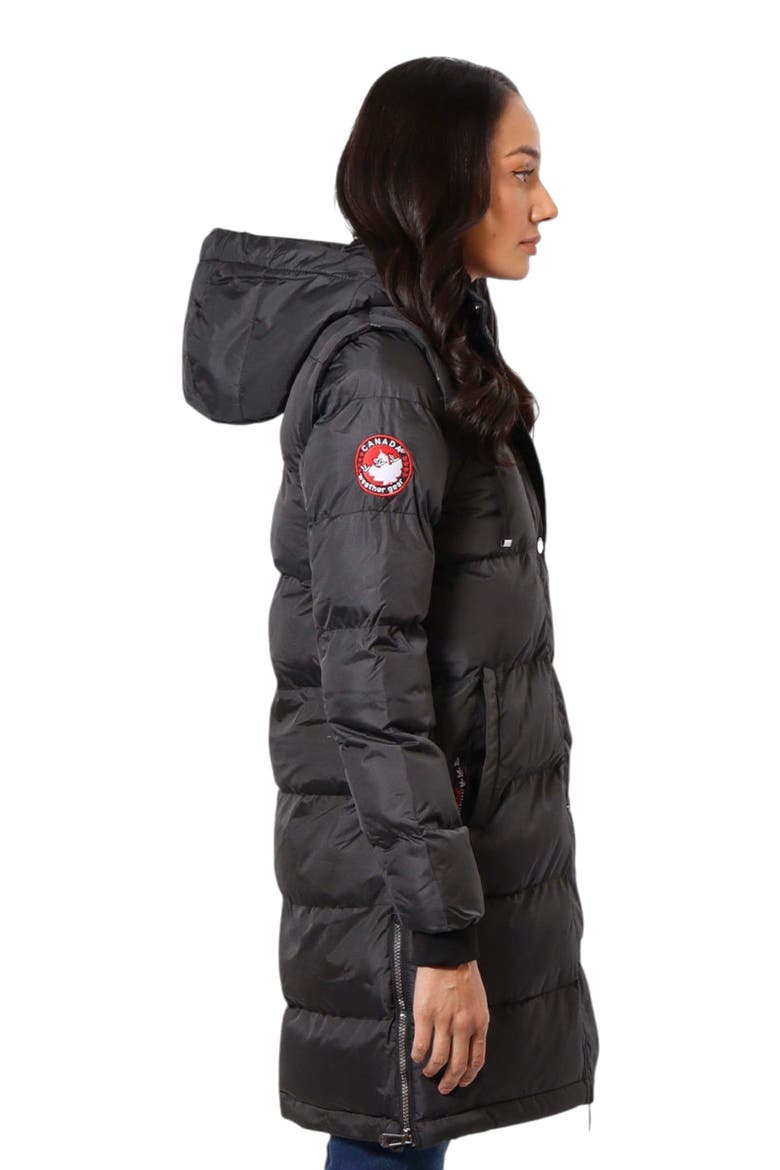 Women's Long Heavyweight 2 in 1 Puffer Jacket and Vest, Alternate, color, BLACK