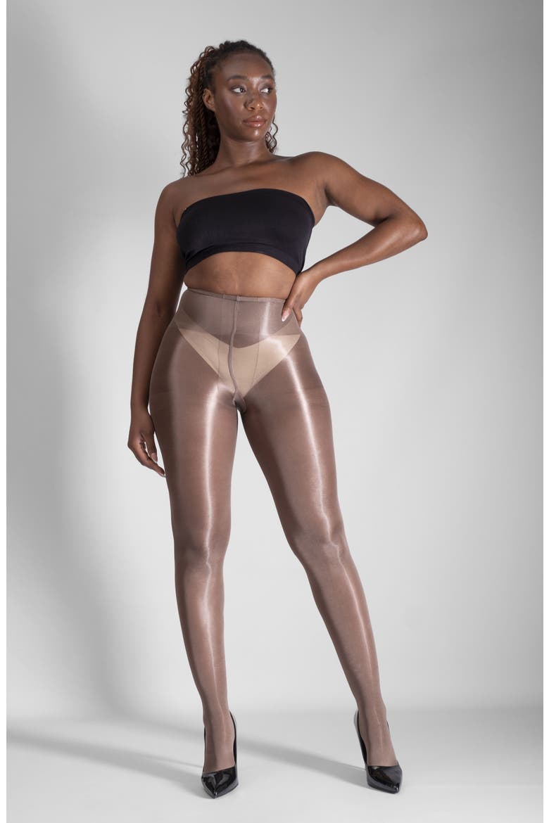 Lustrous Silky Shiny 40-Denier Semi-Opaque Tights, Alternate, color, COCOA