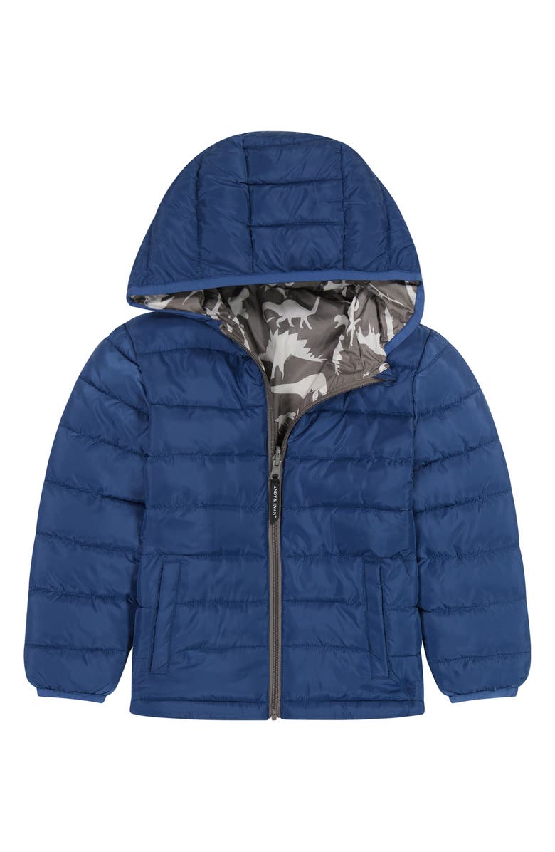 Andy & Evan Kids' Reversible Hooded Puffer Jacket, Alternate, color,