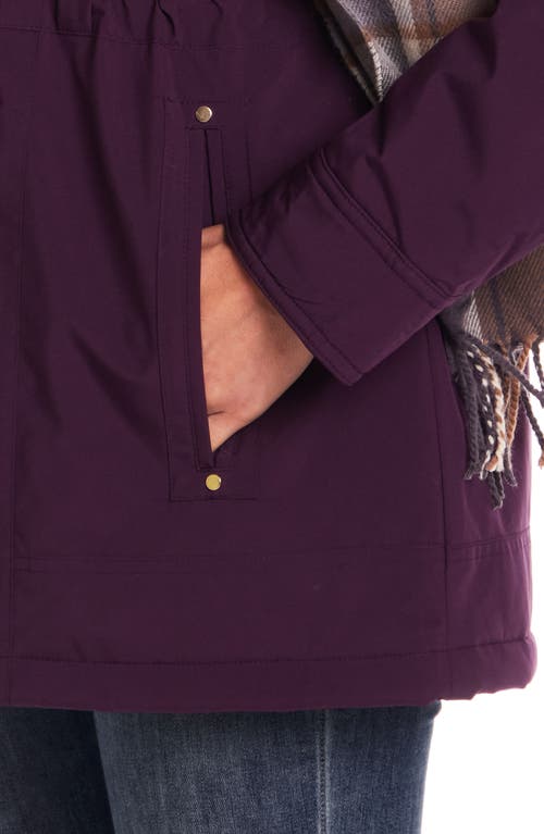 Gallery Water Resistant Insulated Stadium Coat With Removable Hood In Burgundy