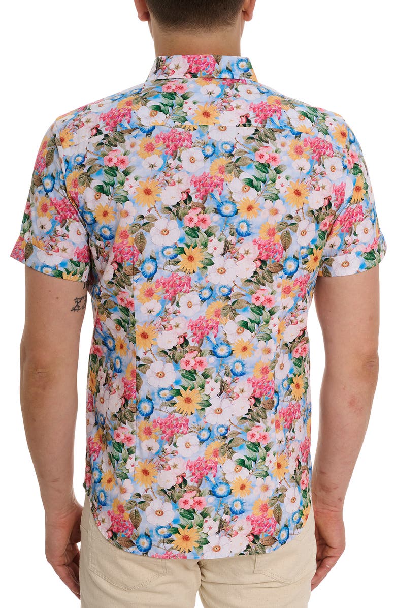 Robert Graham Taton Floral Short Sleeve Button-Up Shirt, Alternate, color, 