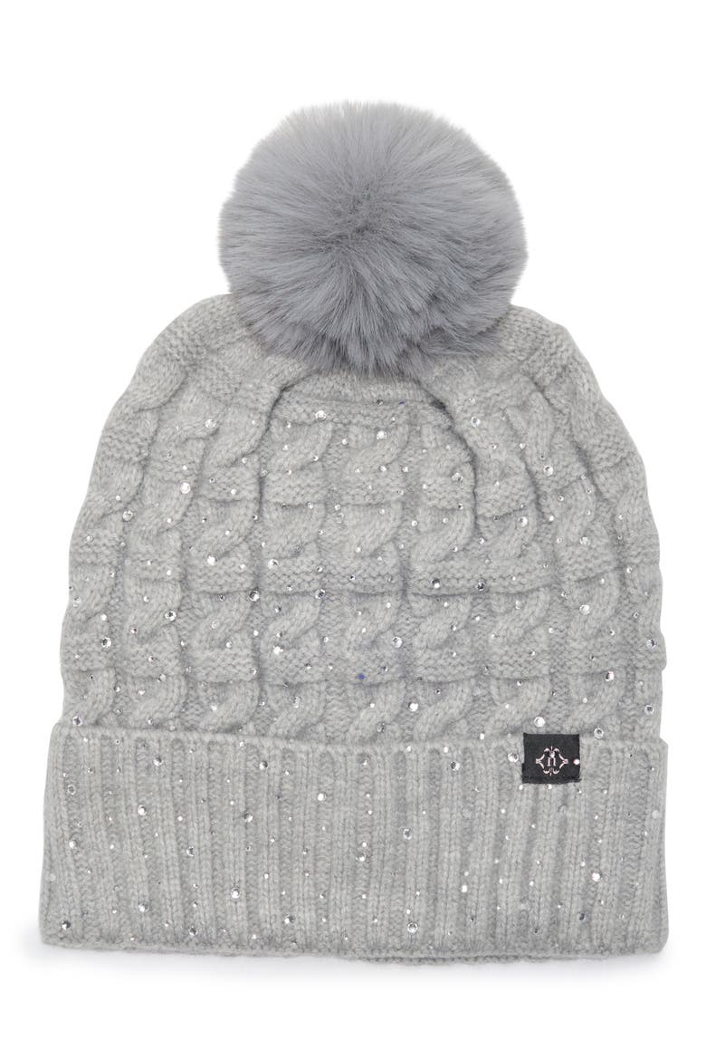 Chunky Knit Pom Beanie, Main, color, LT GREY