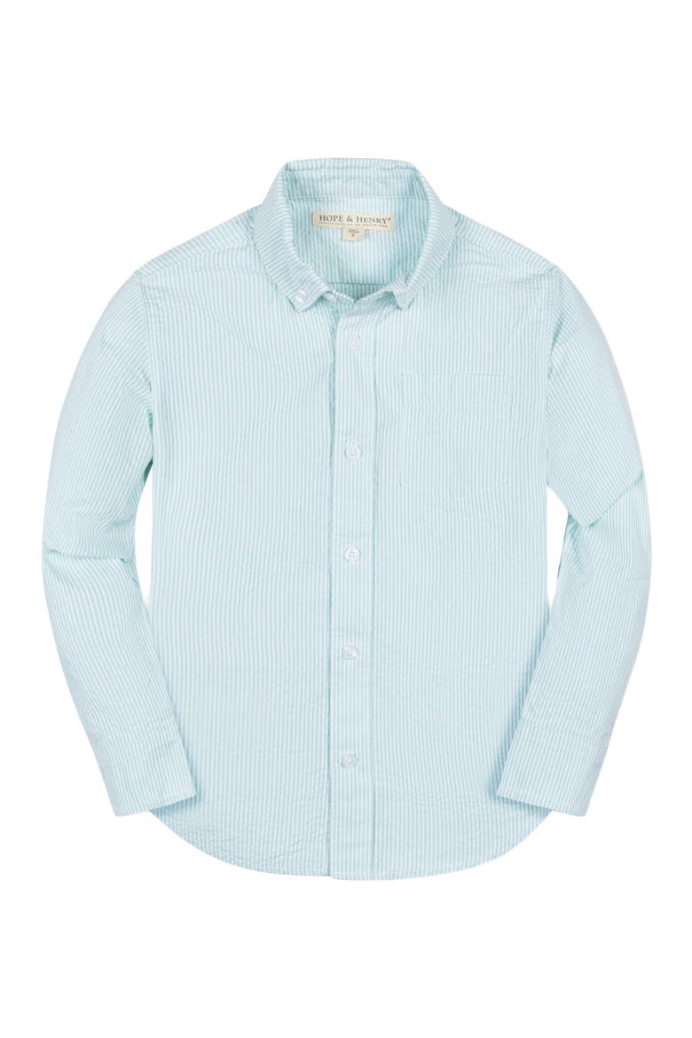 Boys' Organic Seersucker Shirt, Kids, Main, color, Mint Seersucker