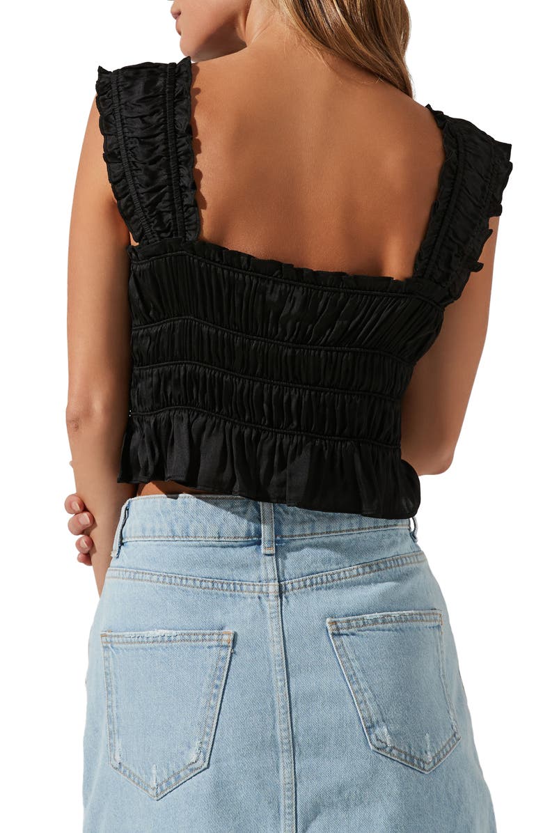 ASTR the Label Rosita Shirred Crop Top, Alternate, color, Black