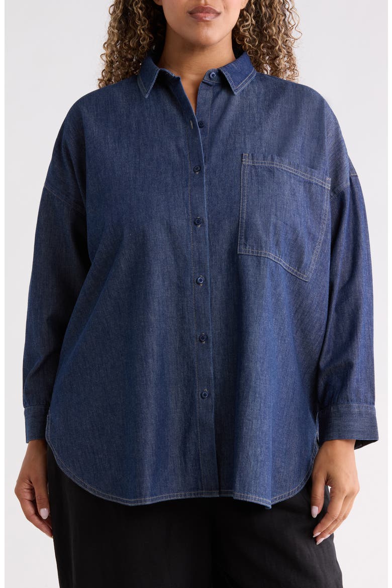 Classic Collar Organic Cotton Shirt, Main, color, DARK INDIGO