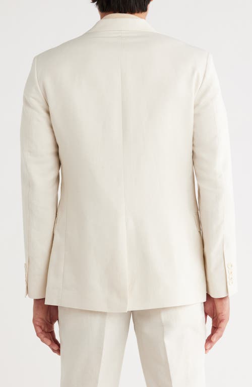 Open Edit Slim Fit Solid Linen Blend Sport Coat In White