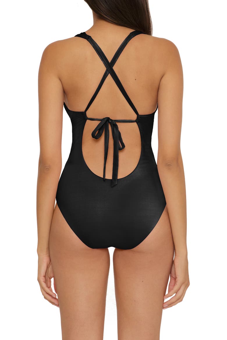 Prism Plunge Cutout One-Piece Swimsuit, Alternate, color, BLACK
