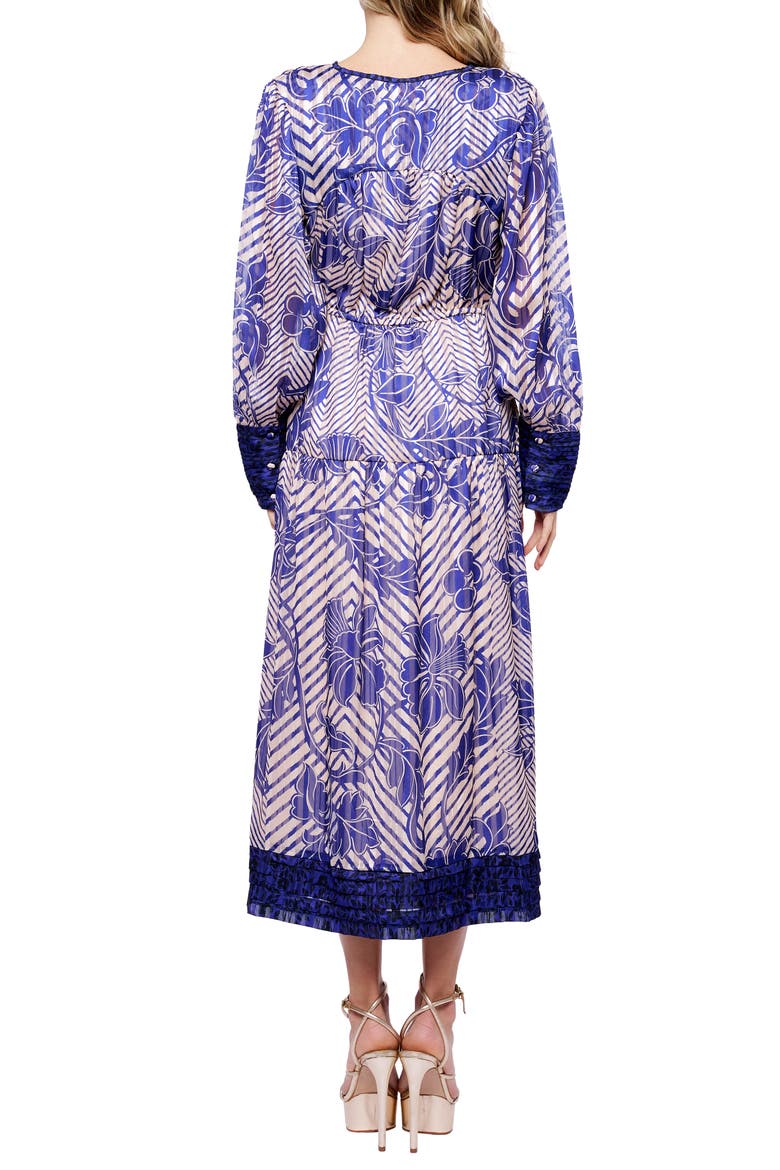 Mindy Scarf Print Midi Dress, Alternate, color, NAVY