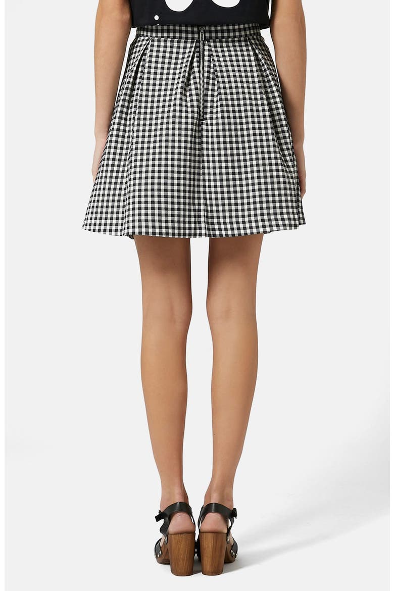Pleated Gingham Miniskirt, Alternate, color, BLACK MULTI