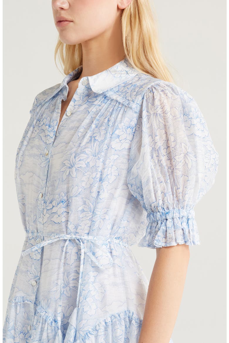 Gwendoline Floral Toile Shirtdress, Alternate, color, WHITE/ DARK CERULEAN