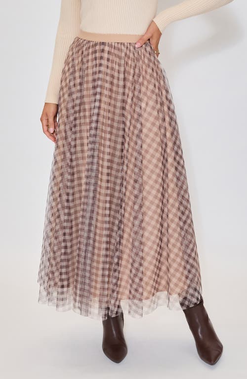 Vici Collection Maple Hill Gingham Maxi Skirt In Brown