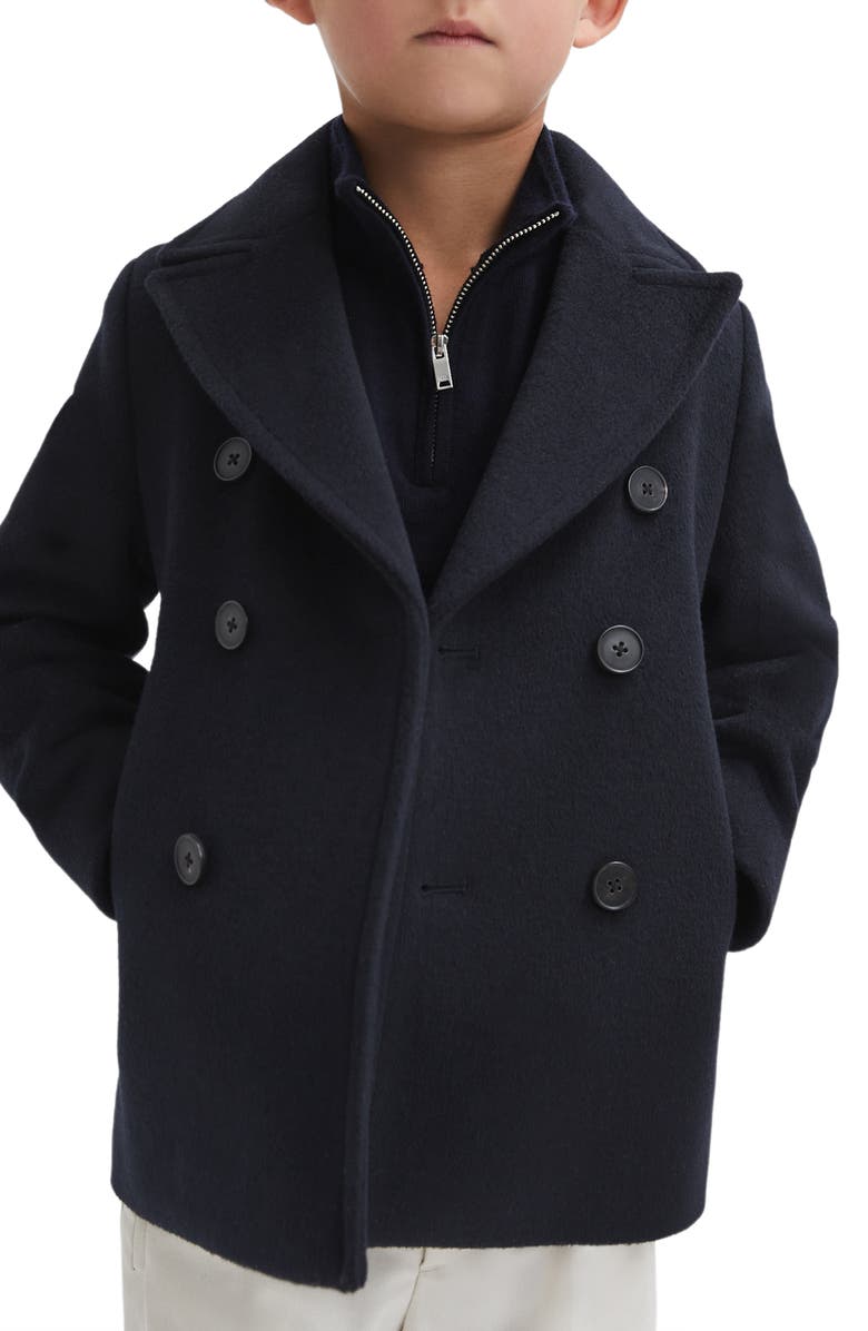 Reiss Kids' Bergamo Wool Blend Peacoat, Alternate, color, Navy
