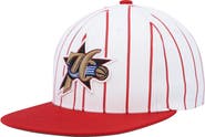 Mitchell & Ness Men's Mitchell & Ness White Philadelphia 76ers Hardwood Classics Pinstripe Snapback Hat