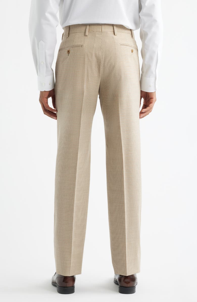 Zanella Devon Flat Front Plaid Wool Dress Pants, Alternate, color, Khaki