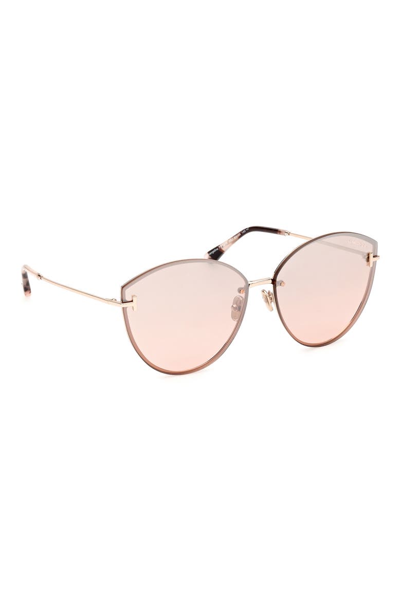 Evangeline 63mm Oversize Gradient Cat Eye Sunglasses, Alternate, color, SHINY ROSE GOLD / BORDEAUX MIRROR