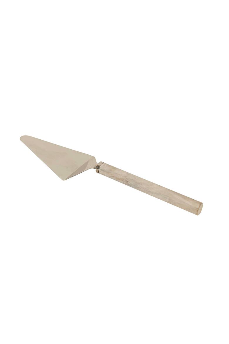 Whitewash Wood Handle Metal Serving Utensil, Main, color, Brown