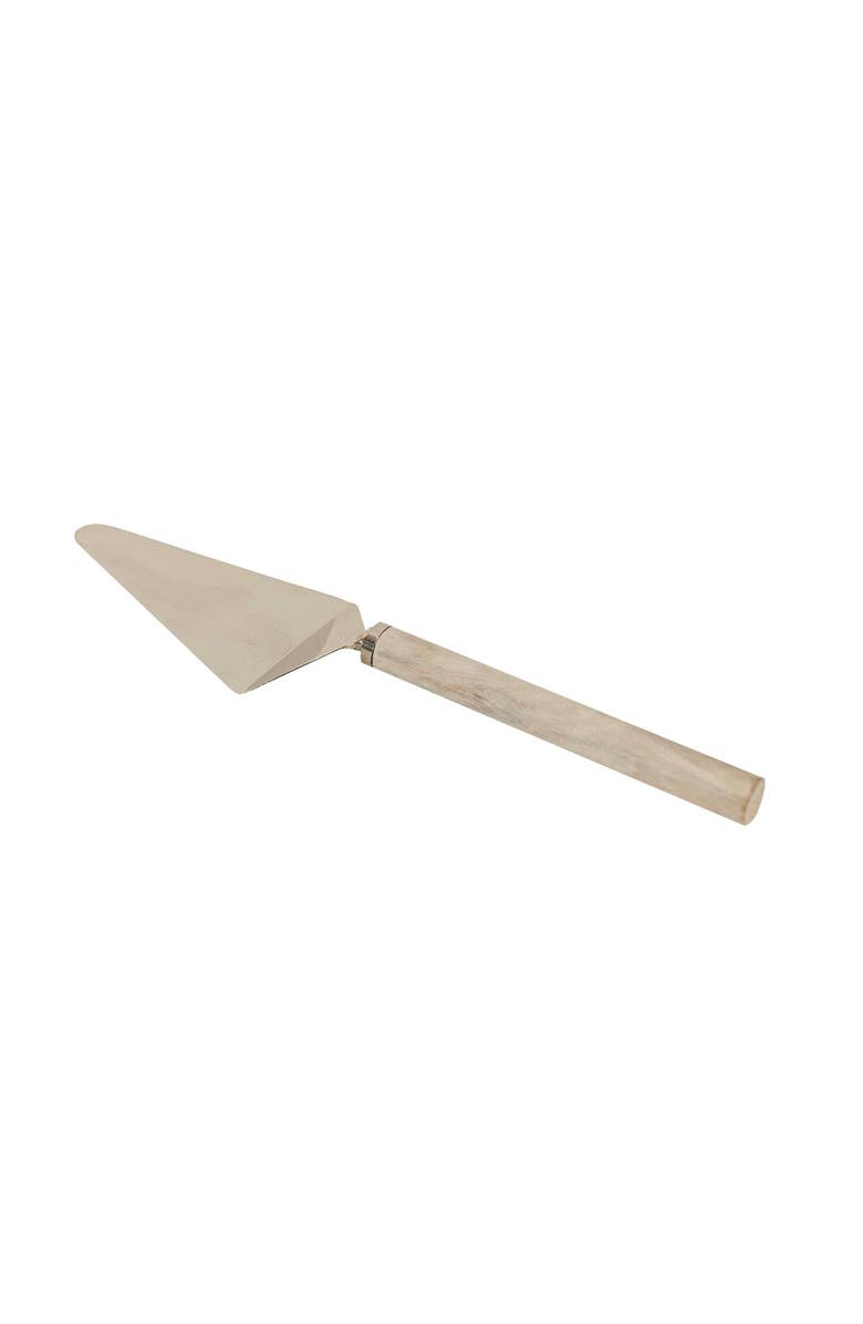 Foreside Home and Garden Whitewash Wood Handle Metal Serving Utensil, Main, color, Brown