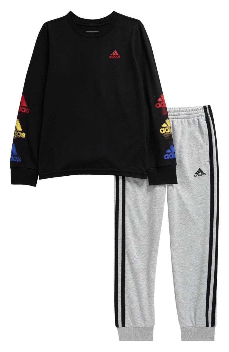 adidas Kids' Long Sleeve T-Shirt & Joggers Set, Main, color,