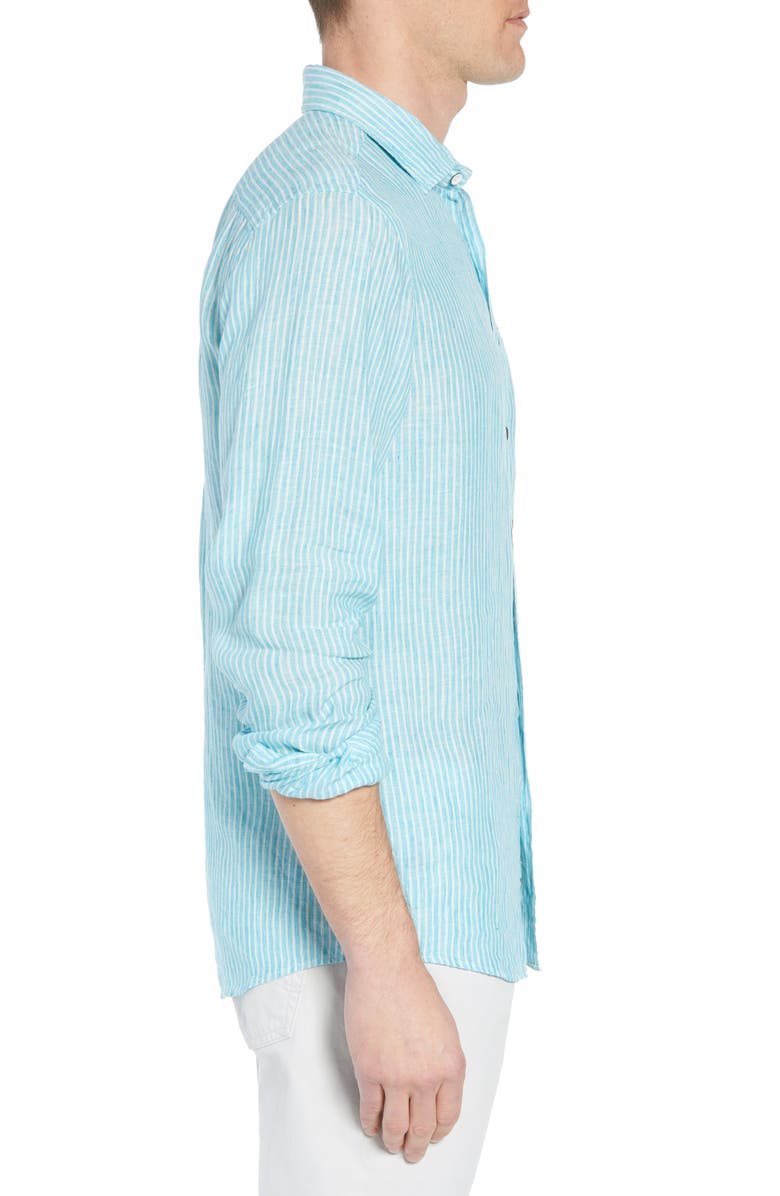 Rodd & Gunn Warwick Junction Stripe Linen Sport Shirt, Alternate, color, 