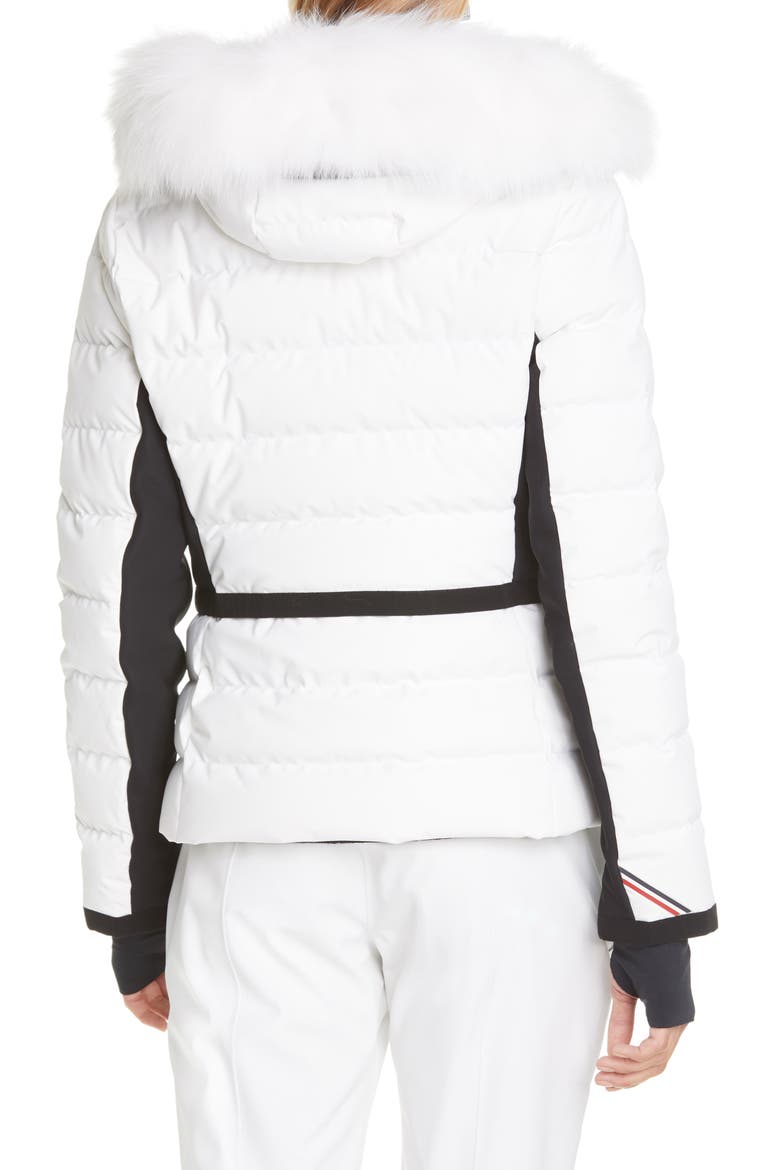 Lamoura Waterproof Quilted Down Puffer Coat with Removable Genuine Fox Fur Trim, Alternate, color, 041 CREAM