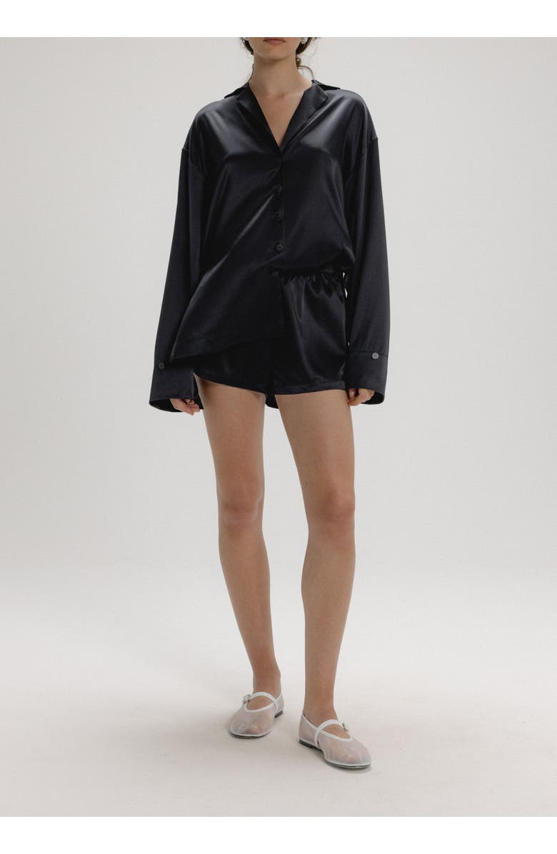 Alas Silk Mini Shorts, Alternate, color, Black