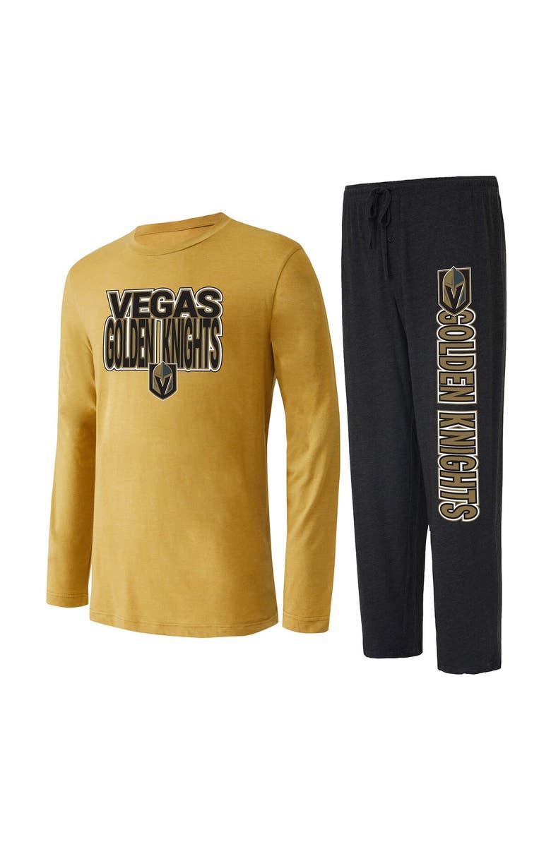 CONCEPTS SPORT Men's Concepts Sport Black/Gold Vegas Golden Knights Meter Long Sleeve T-Shirt & Pants Sleep Set, Main, color,