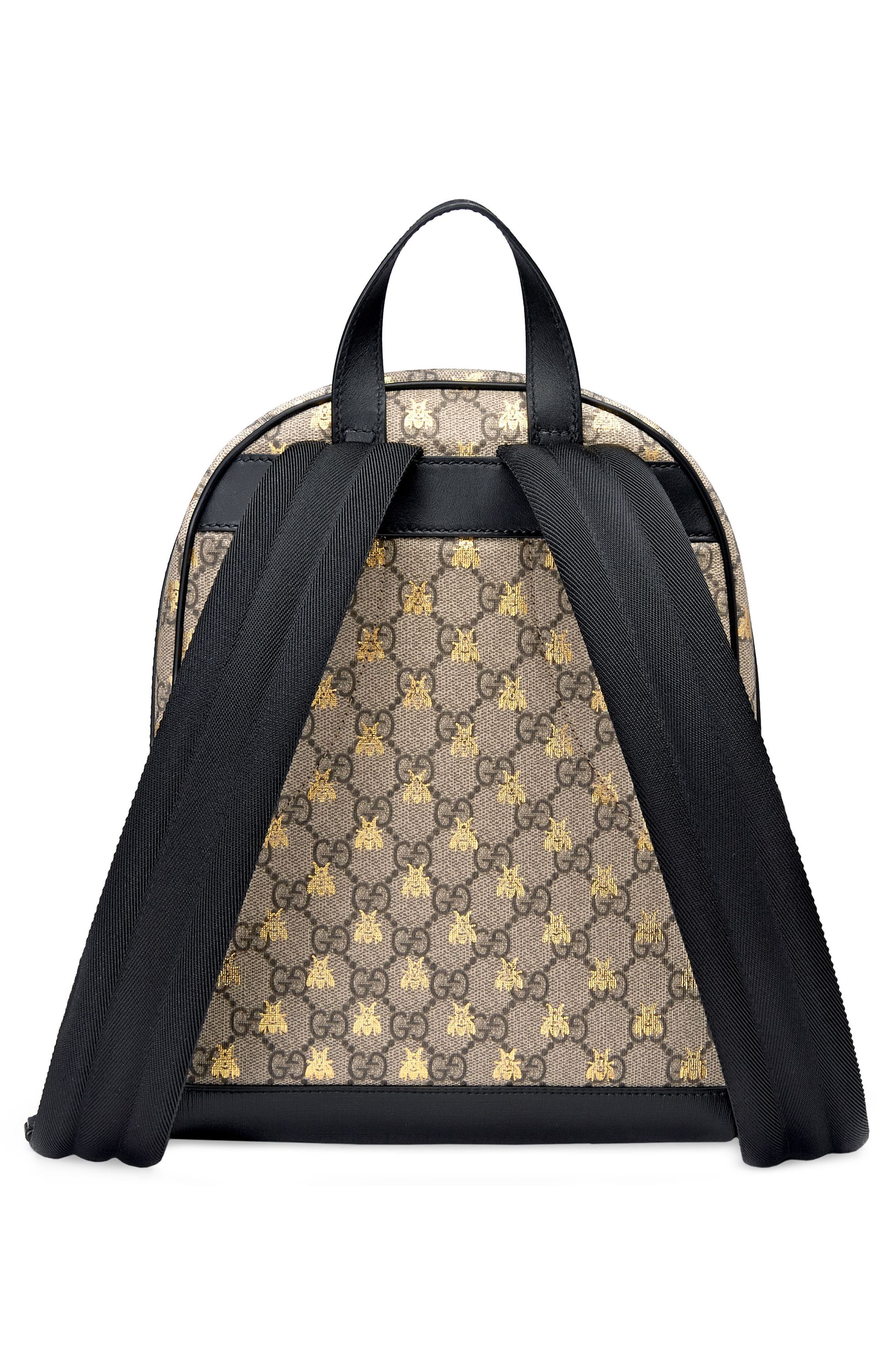 Gucci Bee GG Supreme Canvas Backpack, Alternate, color, 