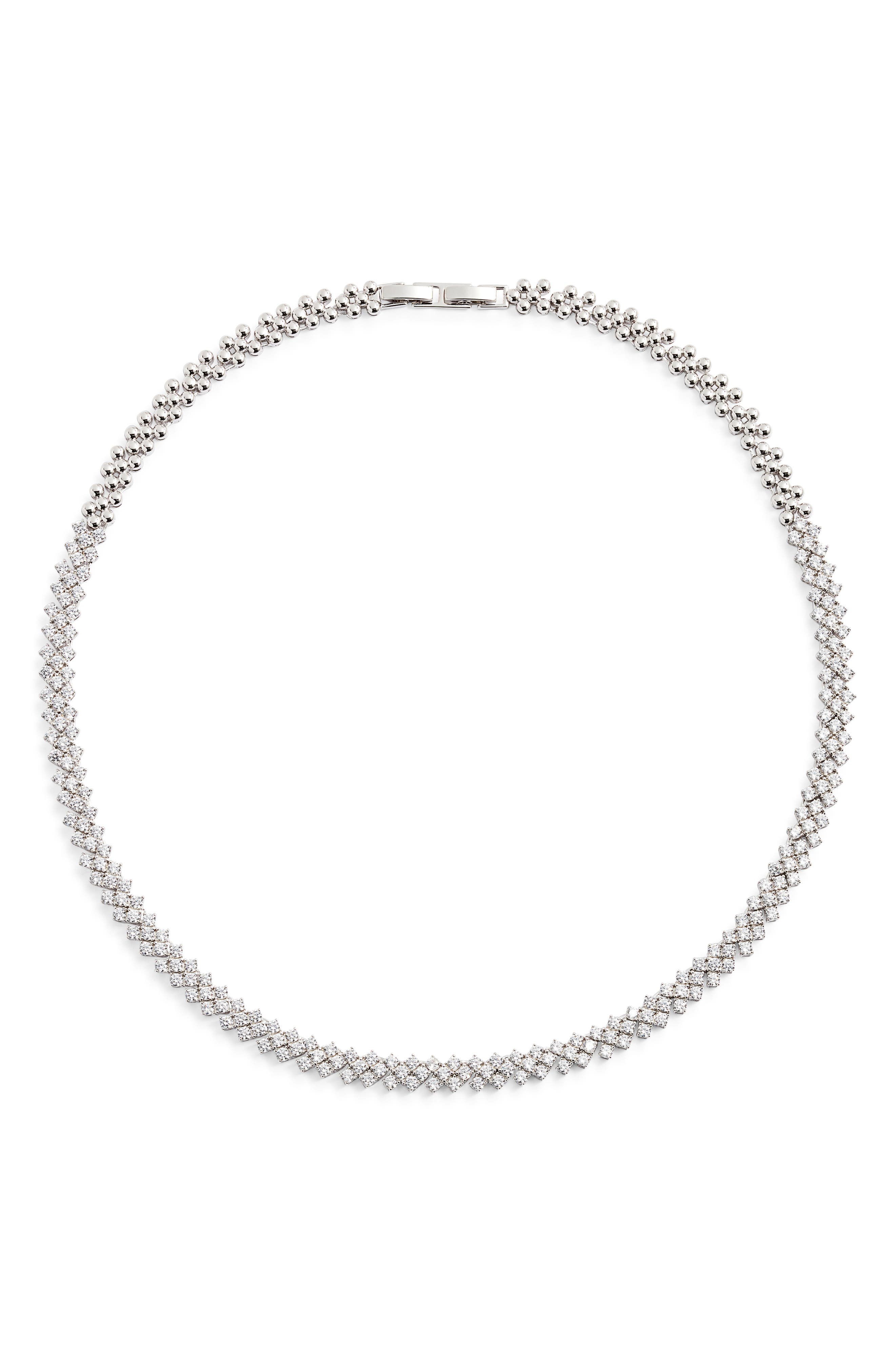 Nordstrom Herringbone Cubic Zirconia Collar Necklace