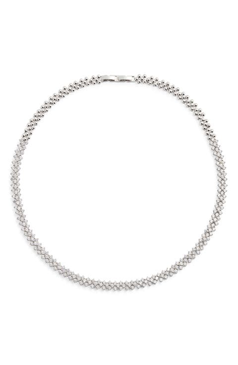 Herringbone Cubic Zirconia Collar Necklace