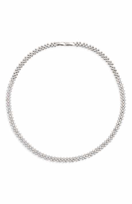 Nordstrom Herringbone Cubic Zirconia Collar Necklace