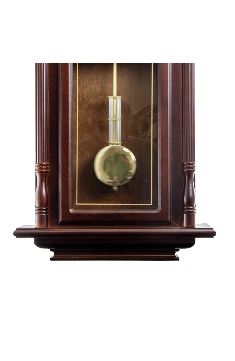 Bedford Clock Collection 38in Chiming Pendulum Wall Clock, Alternate, color, Cherry Oak