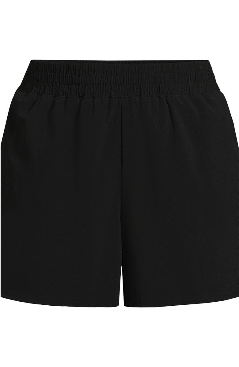 Lands' End Active Woven 4" Shorts with Brief, Alternate, color, Black