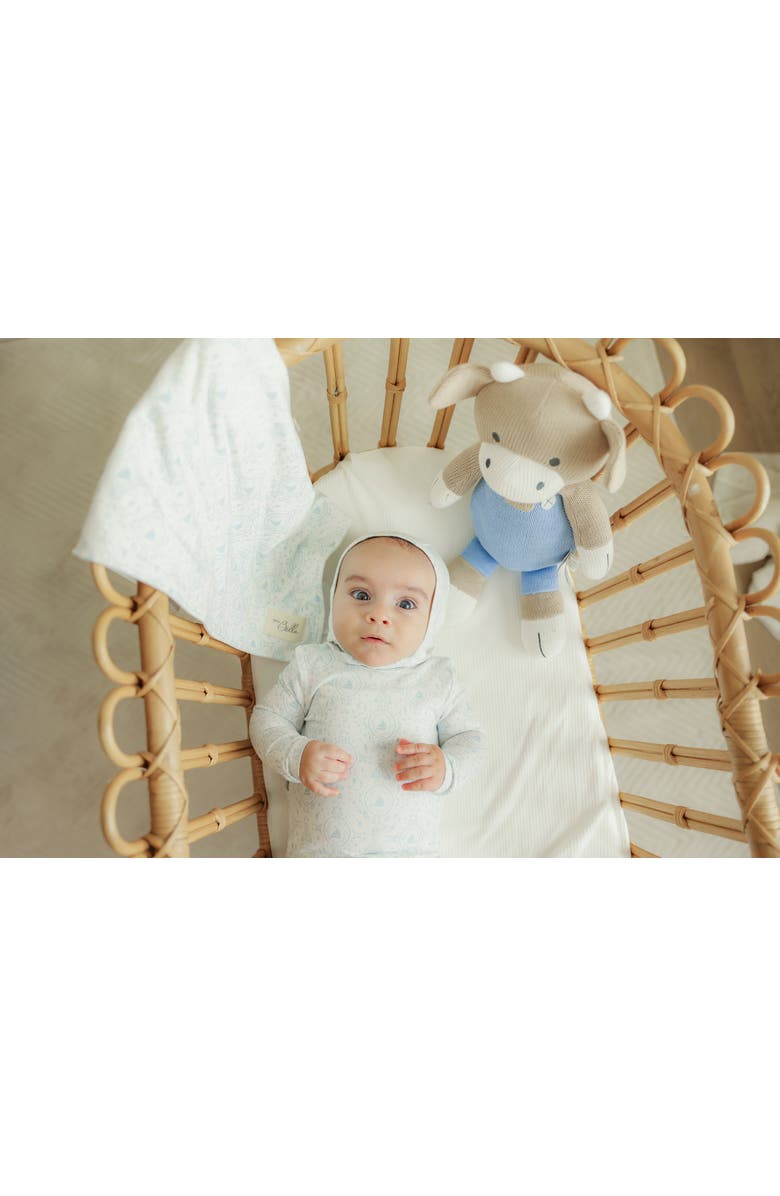 Bebe Bella Modal Layette Romper with Bonnet Set, Alternate, color, White/Sky