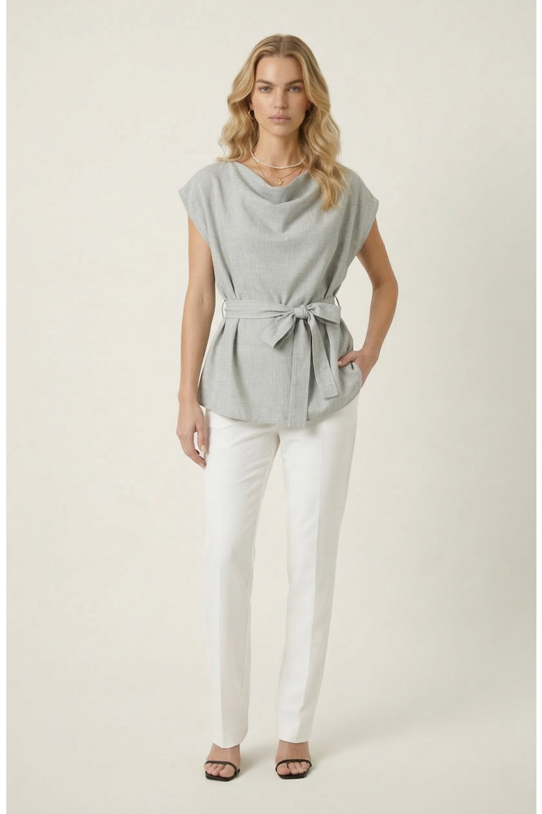 Draped Neck Top, Alternate, color, Light Grey