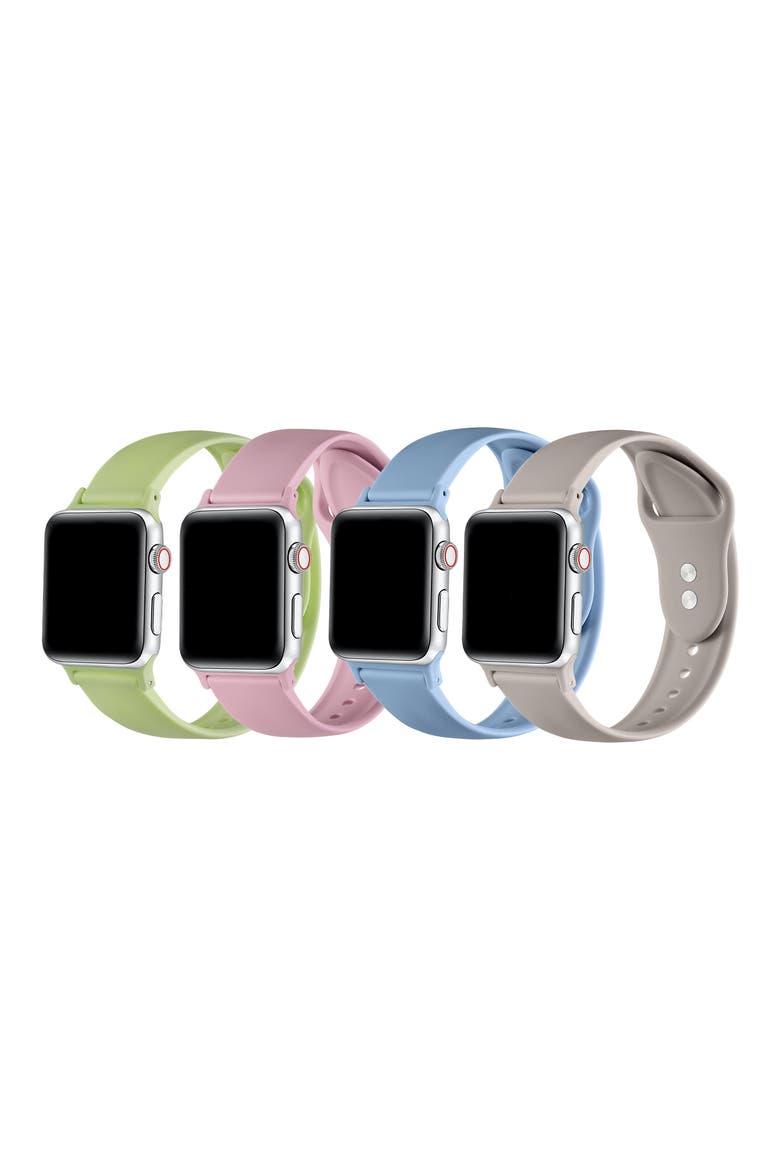 4-Pack Silicone Apple Watch® Watchbands, Alternate, color, GREEN ASSORTED