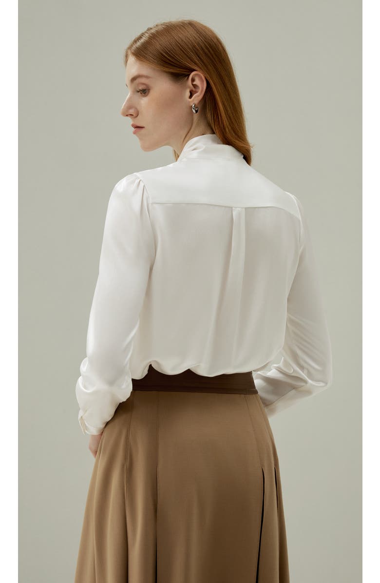 Lilysilk Women's Bow-tie Neck Silk Blouse, Alternate, color, Natural White